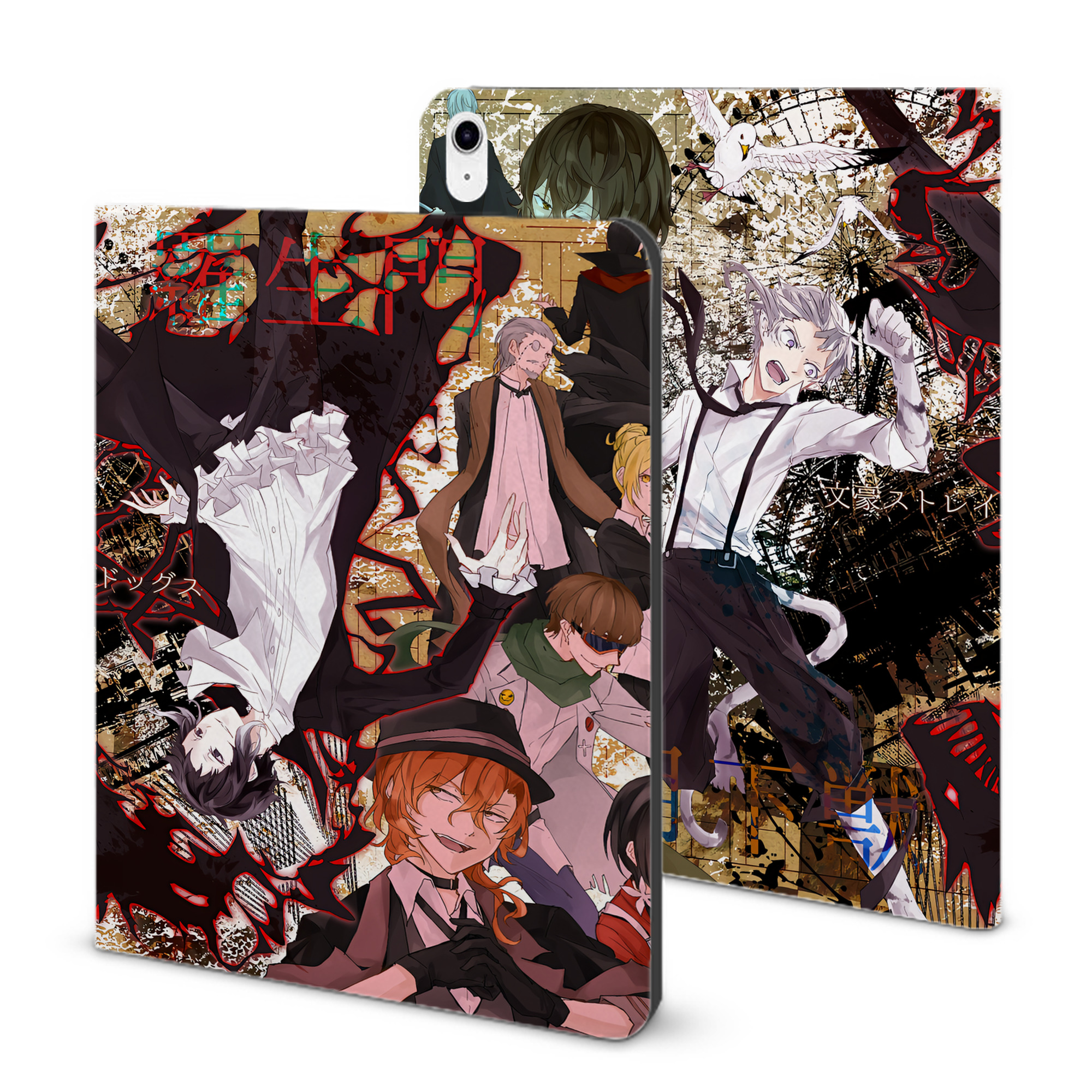 （画像用） 文豪ストレイドッグス Bungo Stray Dogs IPad ケース ブック型 PUレザー TPU 耐衝撃 軽量 薄型 ペン収納なし 全面保護 IPad 各モデル対応